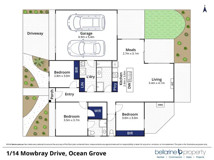 Floorplan of Homely townhouse listing, 1/14 Mowbray Drive, Ocean Grove VIC 3226