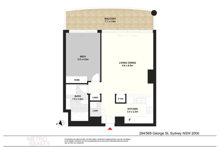 Floorplan of Homely apartment listing, 284/569 George Street, Sydney NSW 2000