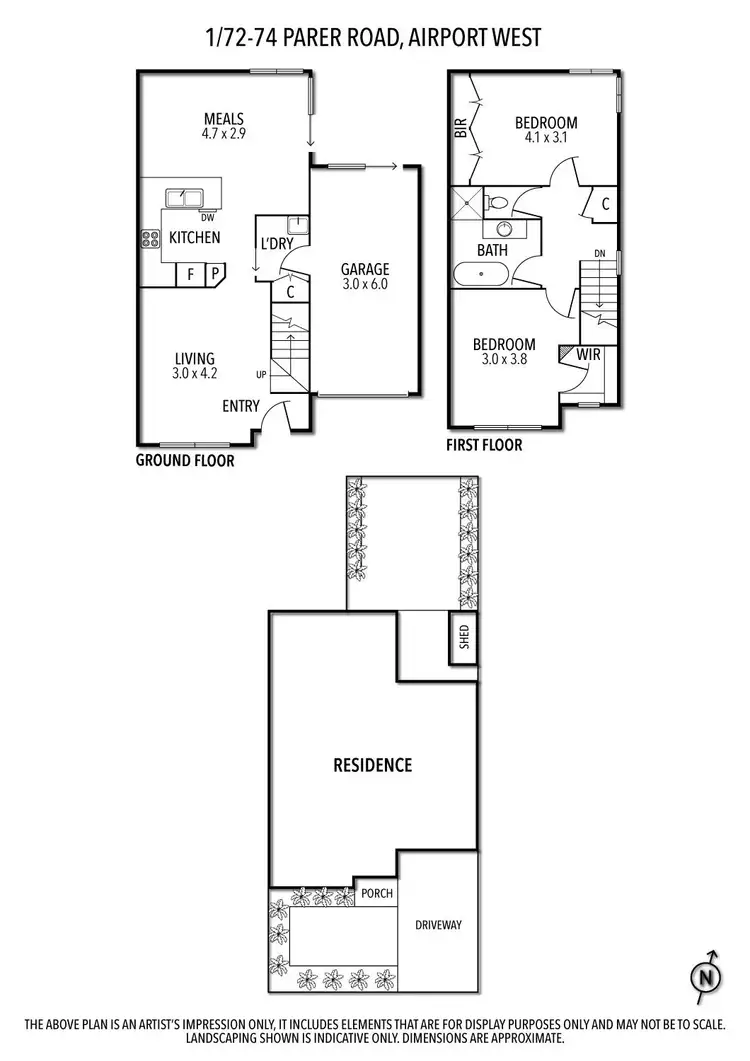 Floorplan of Homely townhouse listing, 1/72-74 Parer Road, Airport West VIC 3042