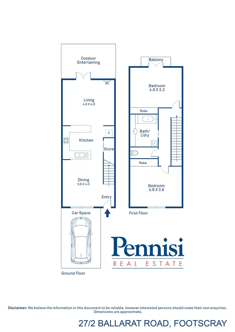 Floorplan of Homely townhouse listing, 27/2 Ballarat Road, Footscray VIC 3011