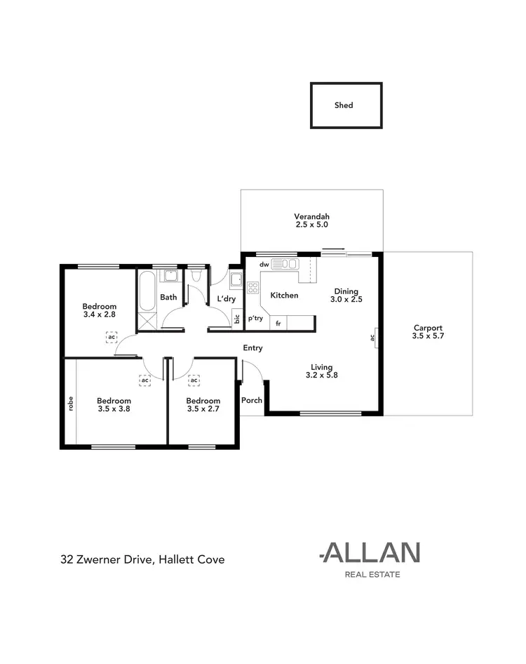 Floorplan of Homely house listing, 32 Zwerner Drive, Hallett Cove SA 5158