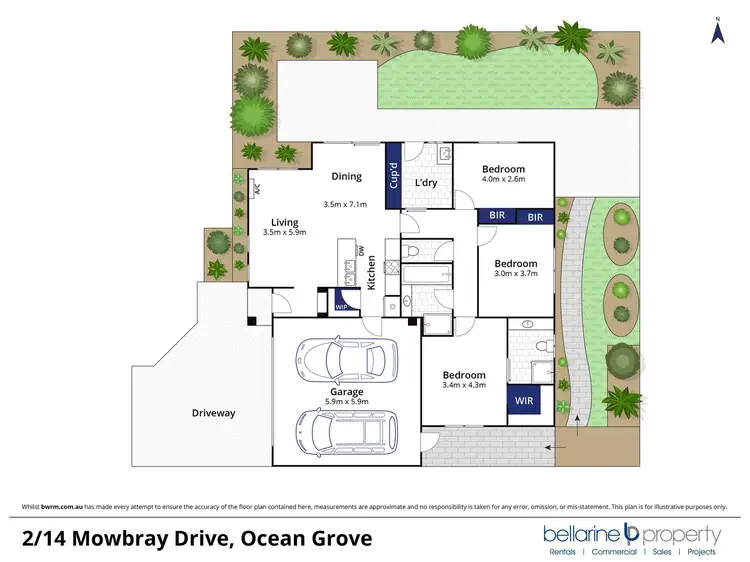 Floorplan of Homely townhouse listing, 2/14 Mowbray Drive, Ocean Grove VIC 3226