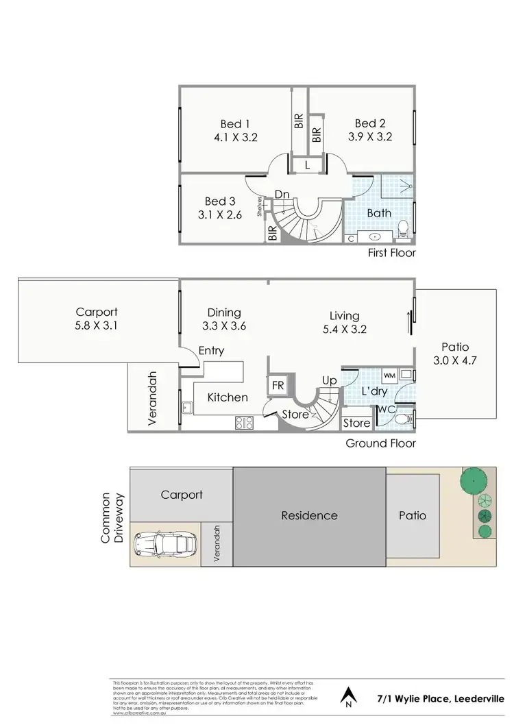 Floorplan of Homely townhouse listing, 7/1 Wylie Place, Leederville WA 6007