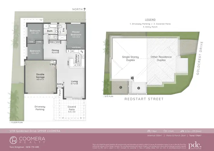 Floorplan of Homely semi-detached listing, 1/39 Goldcrest Drive, Upper Coomera QLD 4209