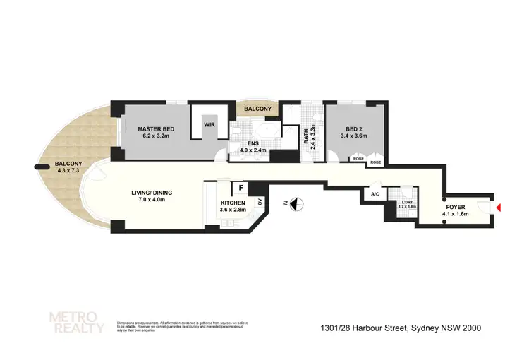 Floorplan of Homely apartment listing, 1301/28 Harbour Street, Sydney NSW 2000