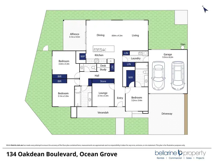 Floorplan of Homely house listing, 134 Oakdean Boulevard, Ocean Grove VIC 3226