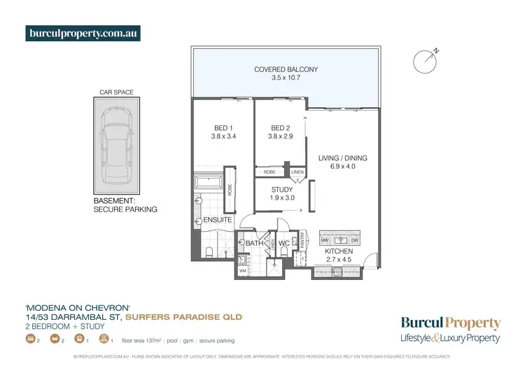 Floorplan of Homely apartment listing, 14/53 Darrambal Street, Surfers Paradise QLD 4217