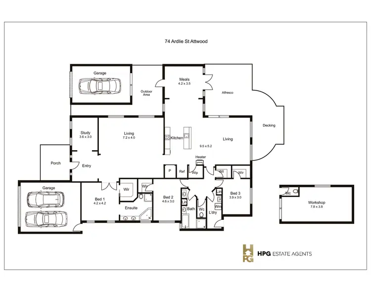Floorplan of Homely house listing, 74 Ardlie Street, Attwood VIC 3049