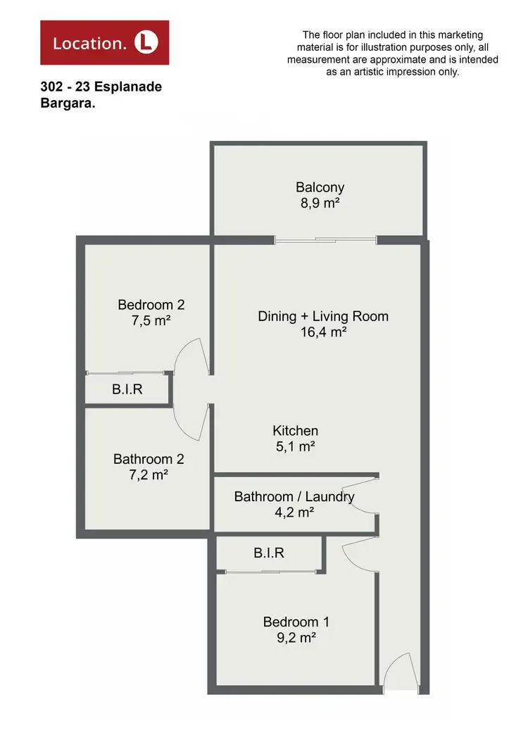 Floorplan of Homely unit listing, 302/23 Esplanade, Bargara QLD 4670