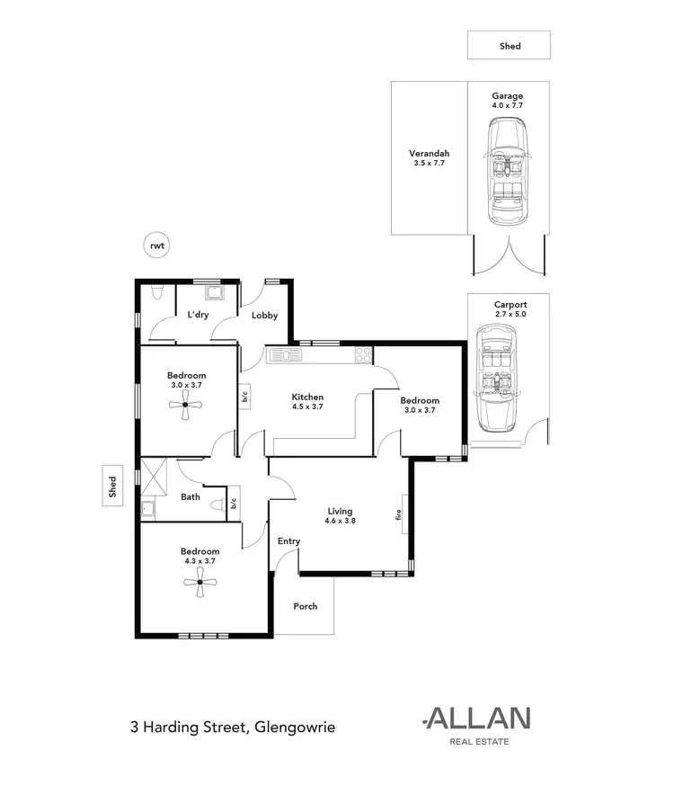 Floorplan of Homely house listing, 3 Harding Street, Glengowrie SA 5044