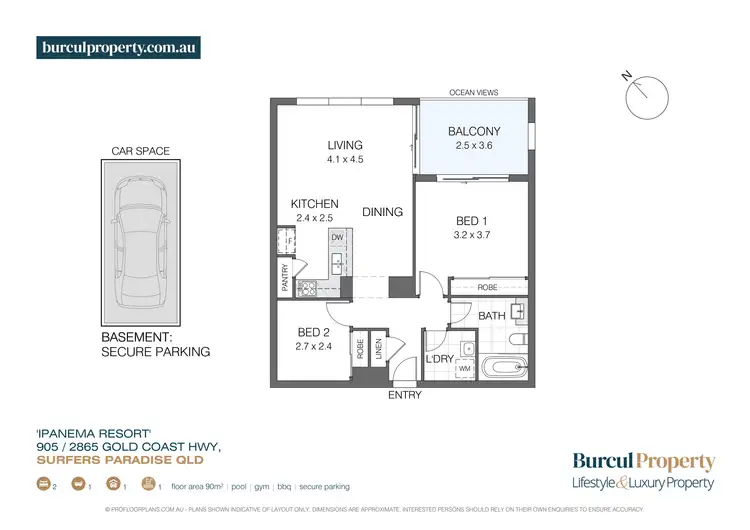 Floorplan of Homely apartment listing, 905/2865 Gold Coast Highway, Surfers Paradise QLD 4217