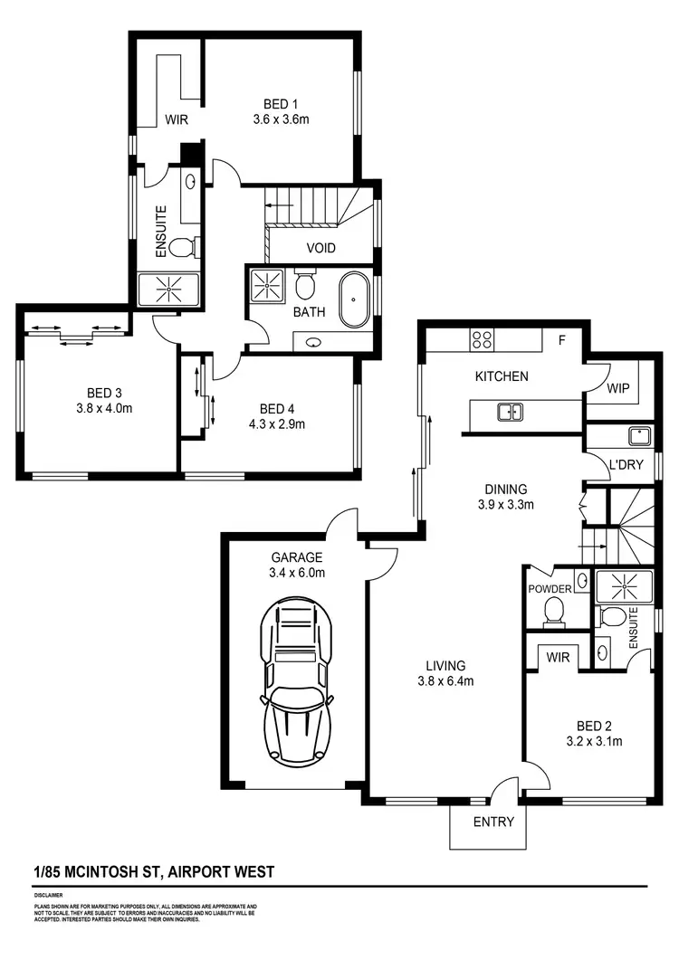 Floorplan of Homely townhouse listing, 1/85 McIntosh Street, Airport West VIC 3042