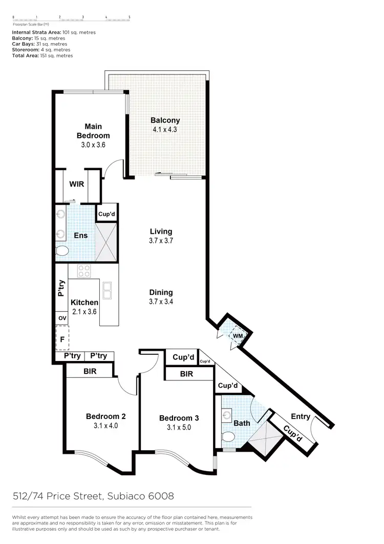 Floorplan of Homely apartment listing, 512/74 Price Street, Subiaco WA 6008