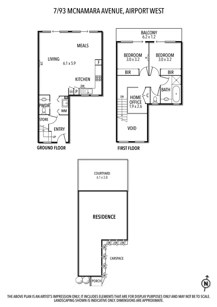 Floorplan of Homely townhouse listing, 7/93 McNamara Avenue, Airport West VIC 3042