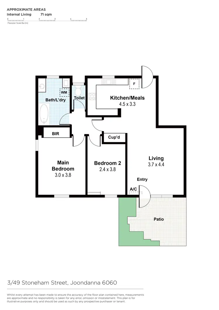 Floorplan of Homely unit listing, 3/49 Stoneham Street, Joondanna WA 6060