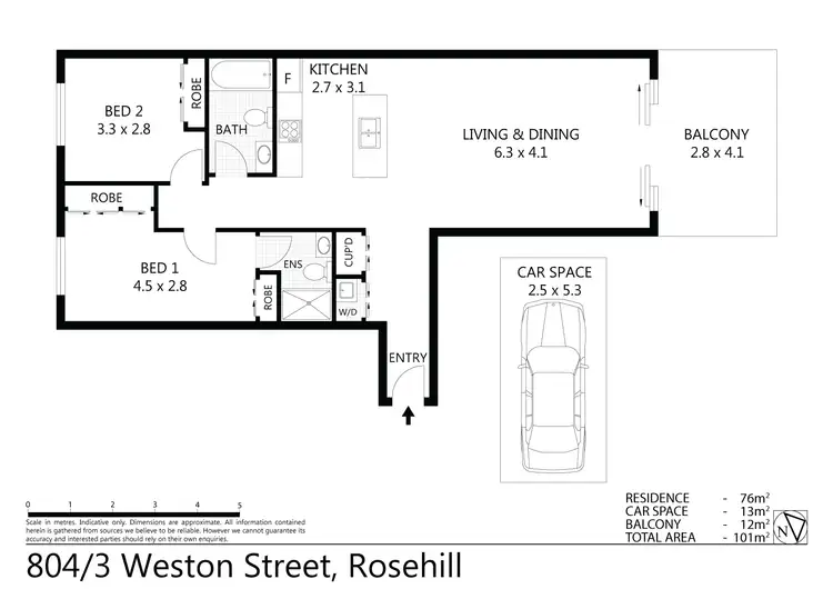 Floorplan of Homely apartment listing, 804/3 Weston Street, Rosehill NSW 2142