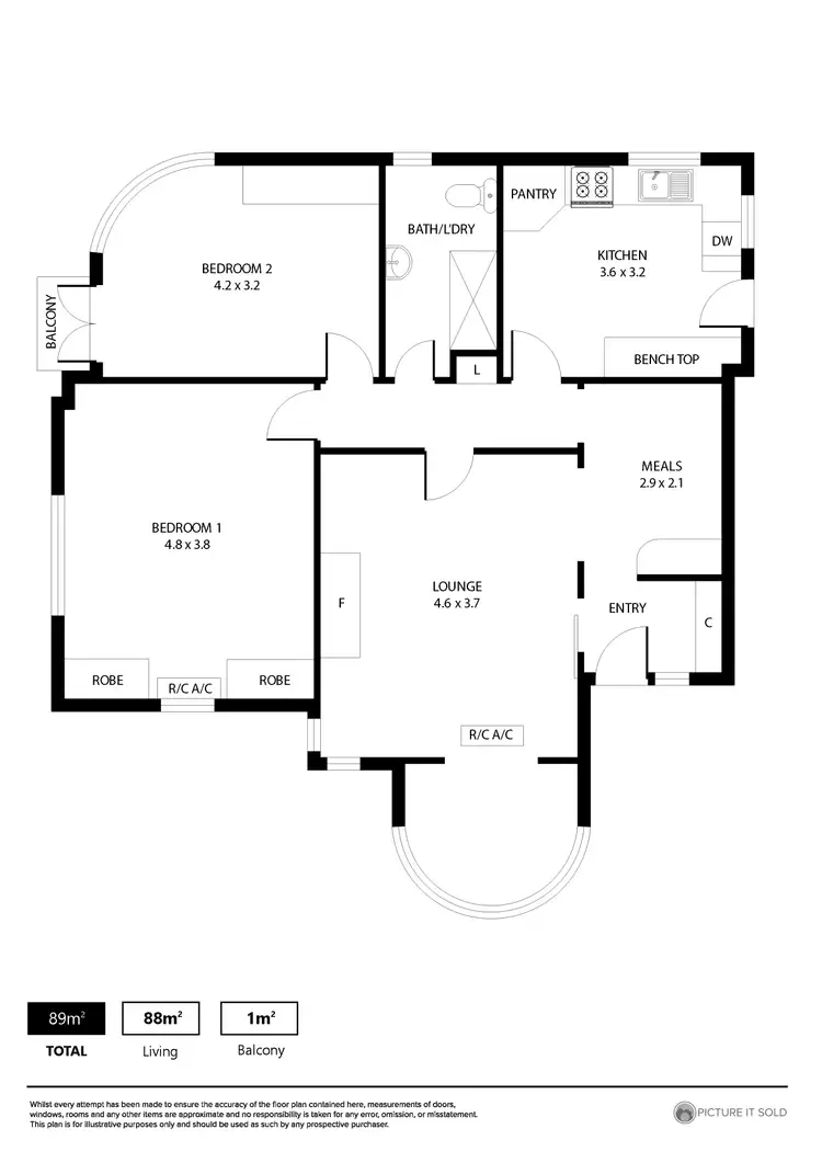 Floorplan of Homely unit listing, 2/125 Jeffcott Street, North Adelaide SA 5006