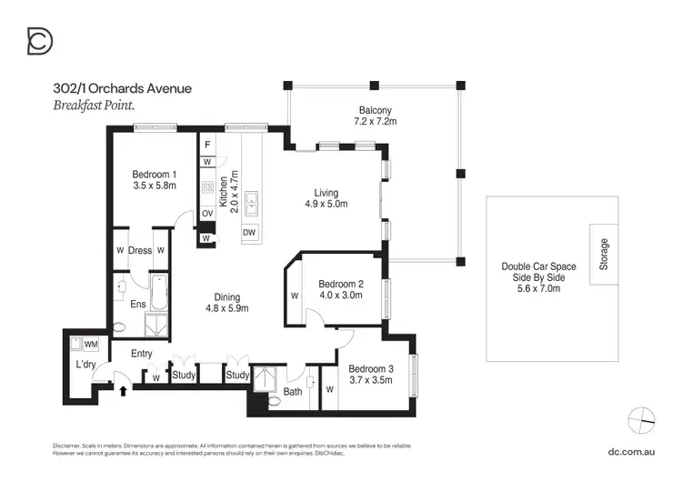 Floorplan of Homely apartment listing, 302/1 Orchards Avenue, Breakfast Point NSW 2137
