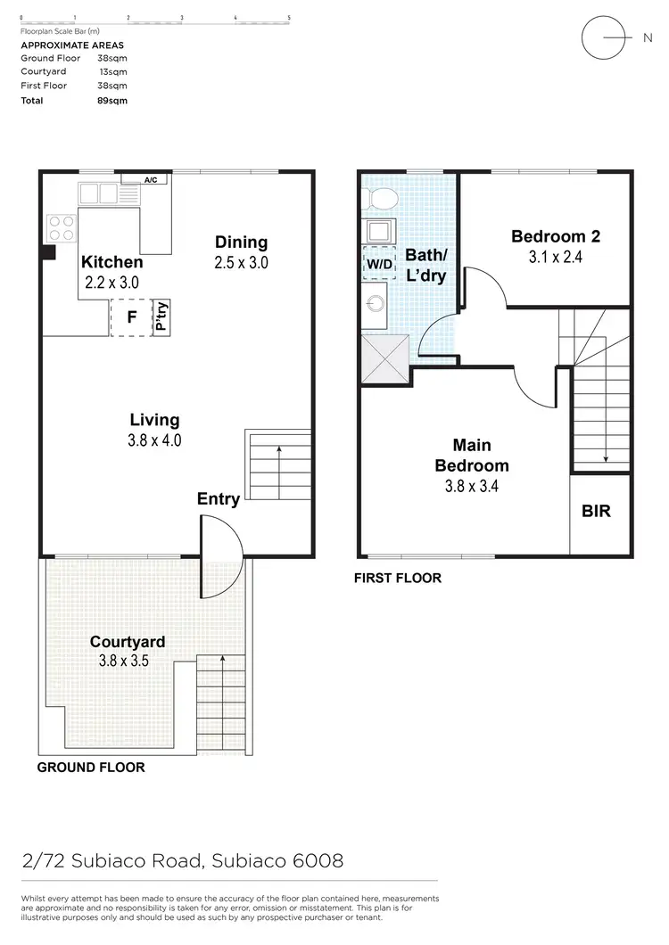 Floorplan of Homely townhouse listing, 2/72 Subiaco Road, Subiaco WA 6008