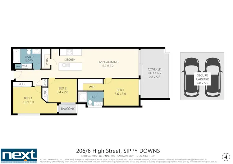 Floorplan of Homely unit listing, 206/6 High Street, Sippy Downs QLD 4556