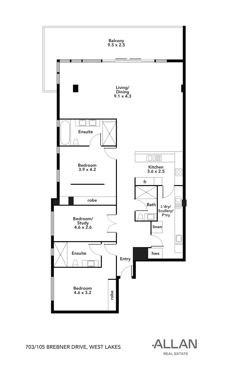 Floorplan of Homely apartment listing, 703/145 Brebner Drive, West Lakes SA 5021