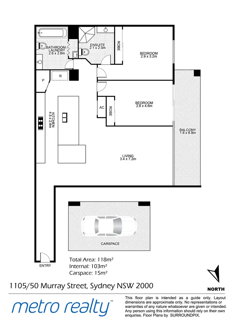Floorplan of Homely apartment listing, 1105/50 Murray St, Sydney NSW 2000