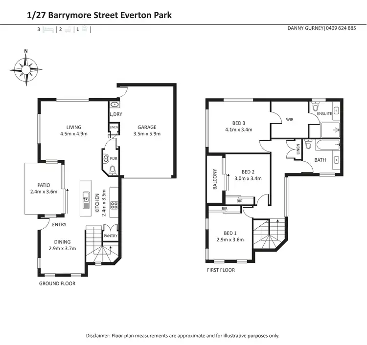 Floorplan of Homely townhouse listing, 1/27 Barrymore Street, Everton Park QLD 4053