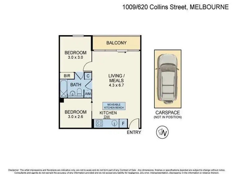 Floorplan of Homely apartment listing, 1009/620 Collins Street, Melbourne VIC 3000