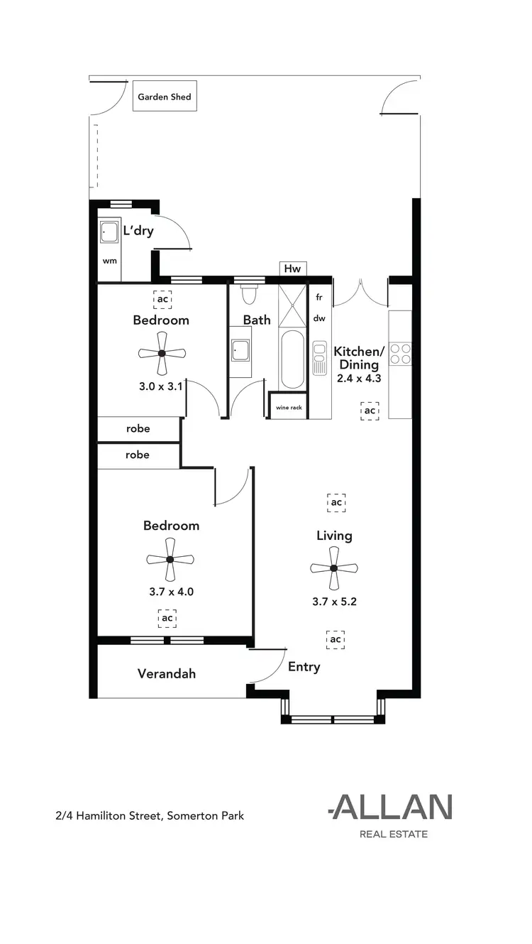 Floorplan of Homely unit listing, 2/4 Hamilton Street, Somerton Park SA 5044