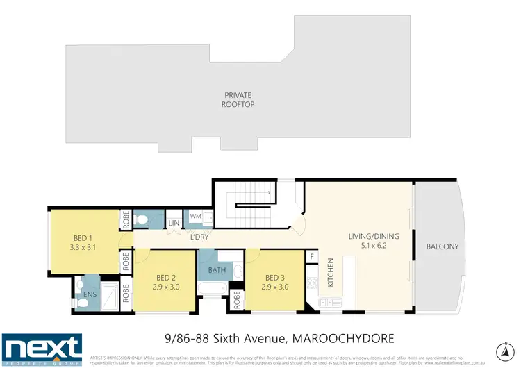 Floorplan of Homely unit listing, 9/86-88 Sixth Avenue, Maroochydore QLD 4558