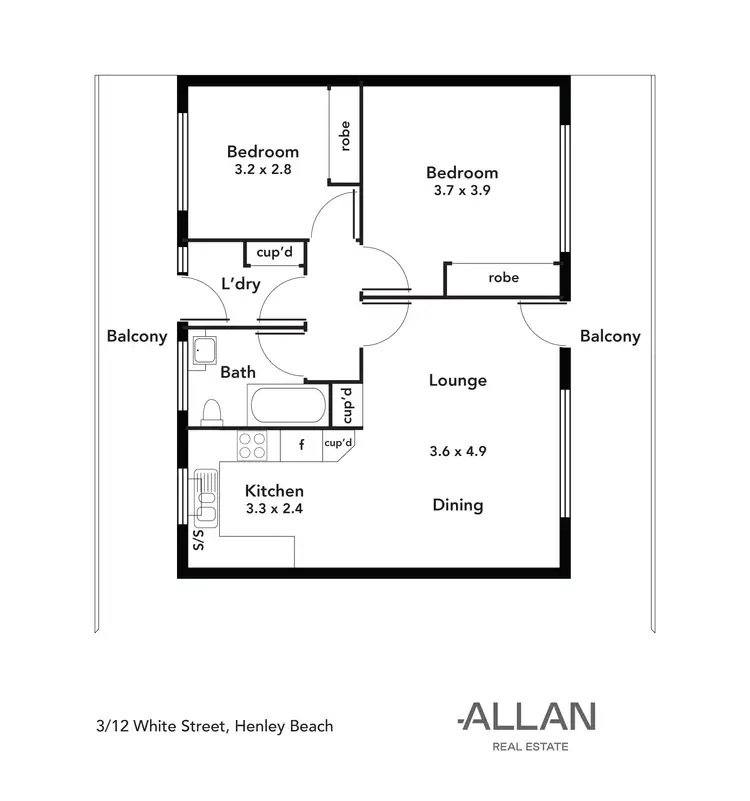 Floorplan of Homely unit listing, 3/12 White Street, Henley Beach SA 5022