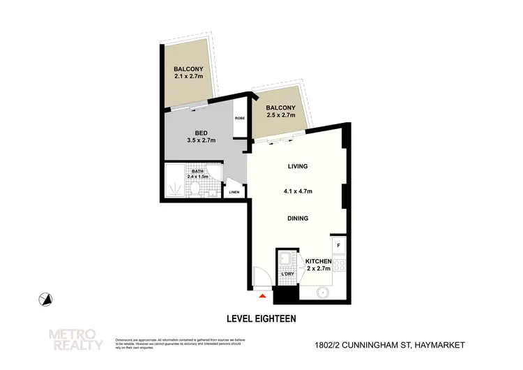 Floorplan of Homely apartment listing, 1802/2 Cunningham Street, Haymarket NSW 2000