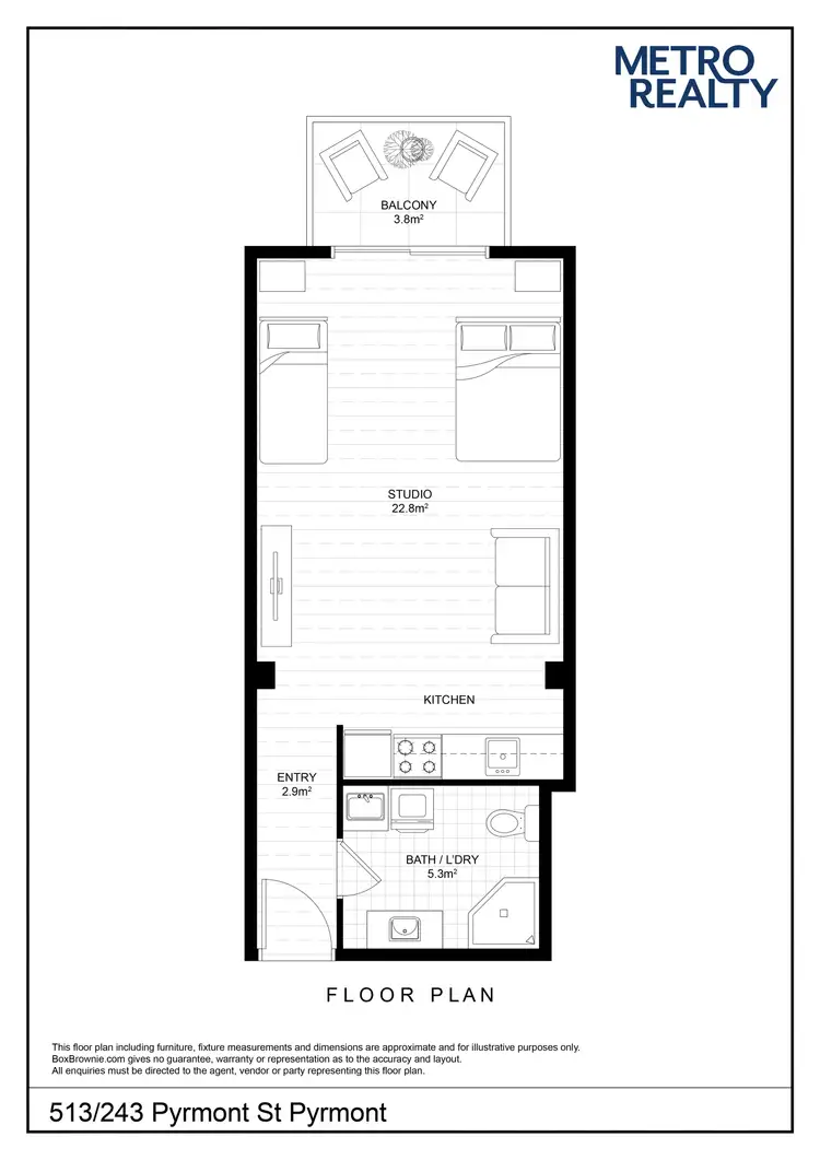 Floorplan of Homely apartment listing, 513/243 Pyrmont Street, Pyrmont NSW 2009