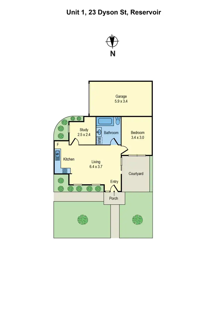 Floorplan of Homely unit listing, 1/23 Dyson Street, Reservoir VIC 3073