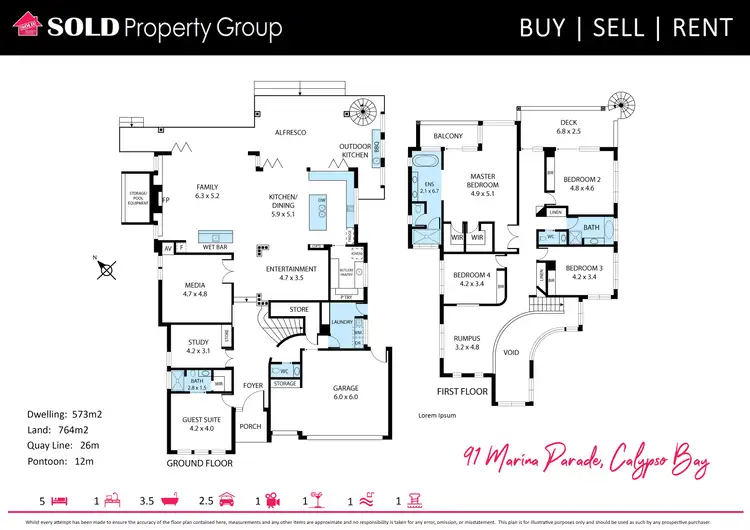 Floorplan of Homely house listing, 91 Marina Parade, Jacobs Well QLD 4208
