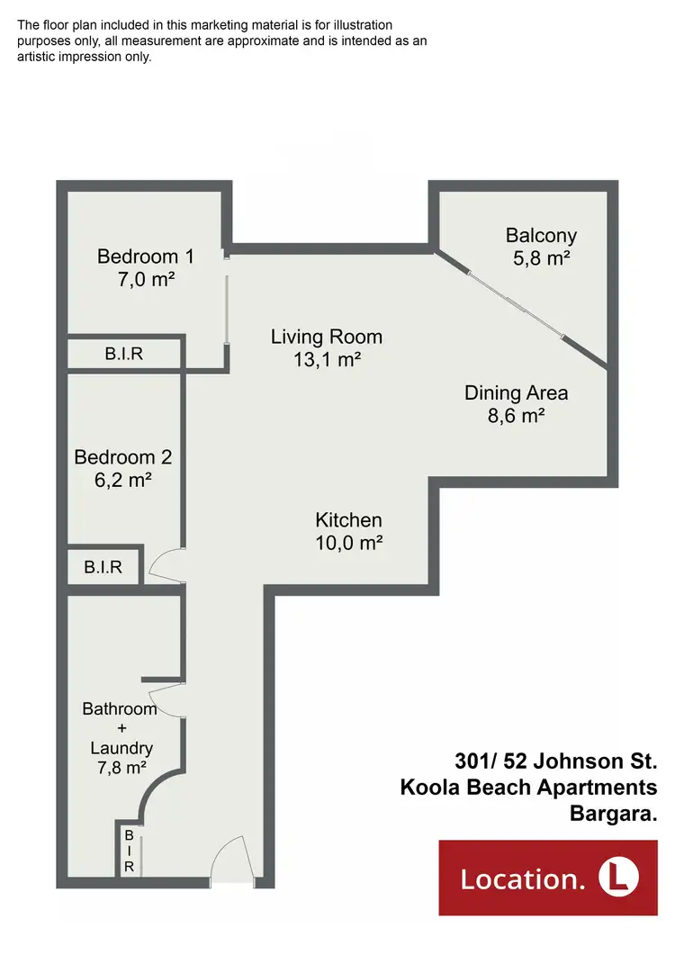 Floorplan of Homely unit listing, 304/52 Johnson St, Bargara QLD 4670