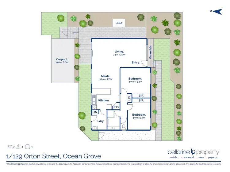 Floorplan of Homely unit listing, 1/129 Orton Street, Ocean Grove VIC 3226