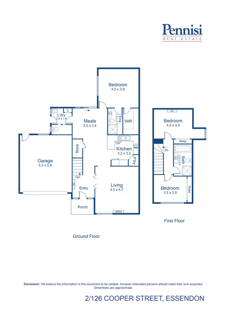 Floorplan of Homely townhouse listing, 2/126 Cooper Street, Essendon VIC 3040