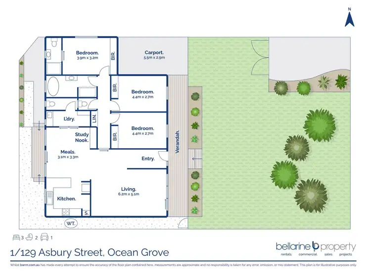 Floorplan of Homely townhouse listing, 129A Asbury Street East, Ocean Grove VIC 3226