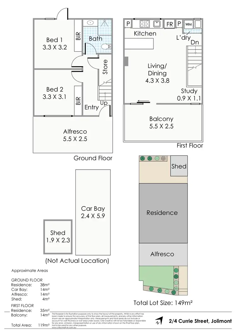 Floorplan of Homely townhouse listing, 2/4 Currie Street, Jolimont WA 6014
