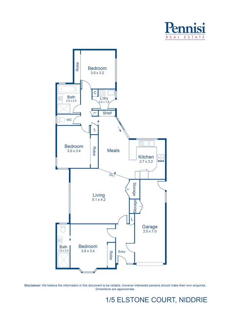 Floorplan of Homely unit listing, 1/5 Elstone Court, Niddrie VIC 3042