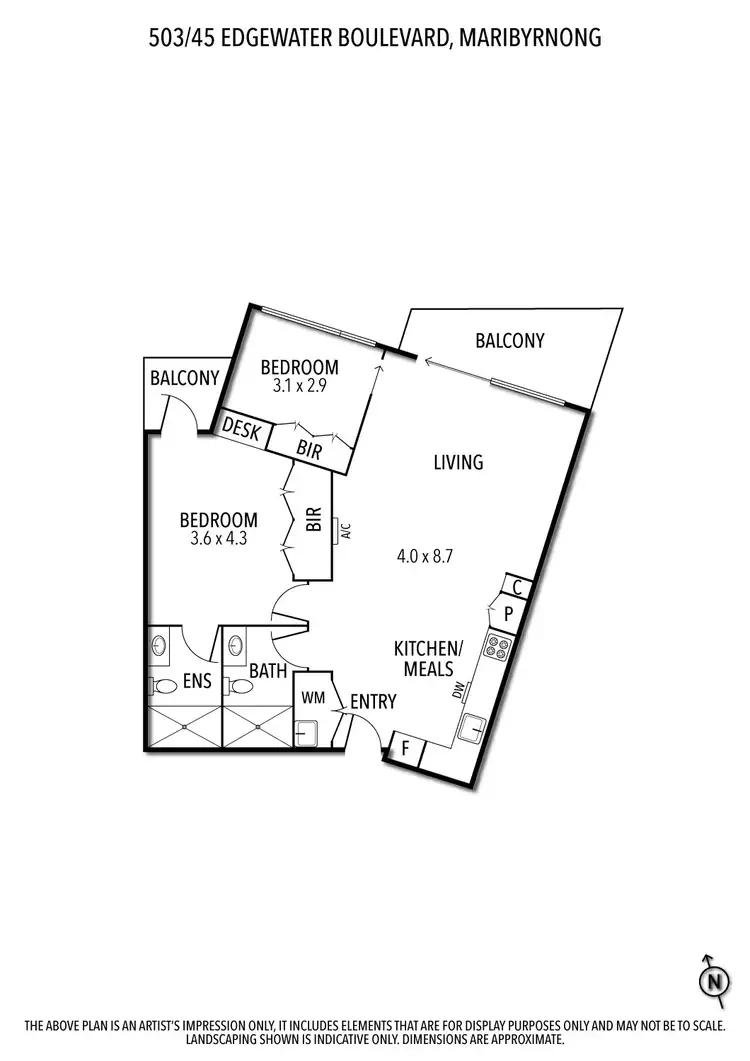 Floorplan of Homely apartment listing, 503/45 Edgewater Boulevard, Maribyrnong VIC 3032