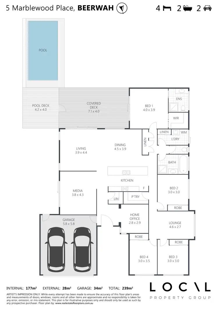 Floorplan of Homely house listing, 5 Marblewood Place, Beerwah QLD 4519