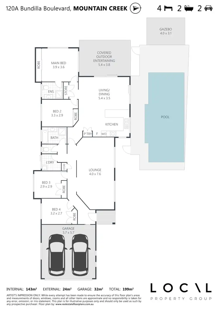 Floorplan of Homely house listing, 120A Bundilla Boulevard, Mountain Creek QLD 4557