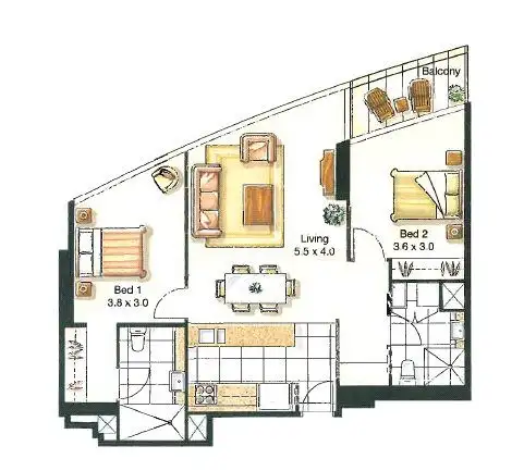 Floorplan of Homely apartment listing, 2302/100 Harbour Esplanade, Docklands VIC 3008
