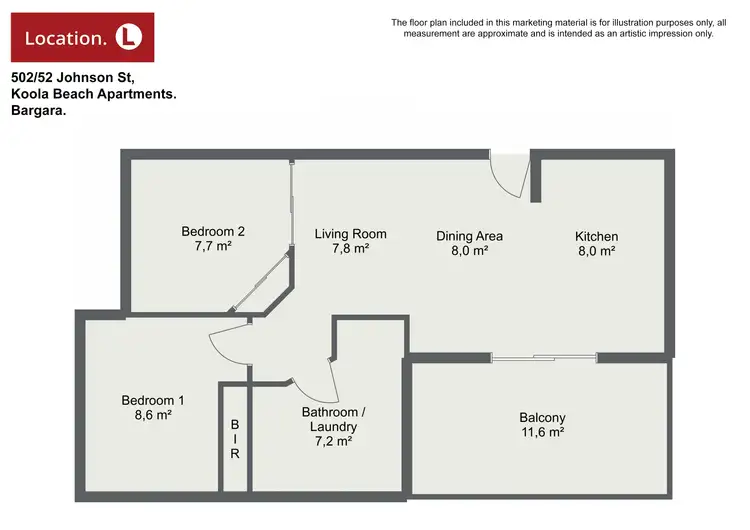 Floorplan of Homely unit listing, 502/52 Johnson Street, Bargara QLD 4670
