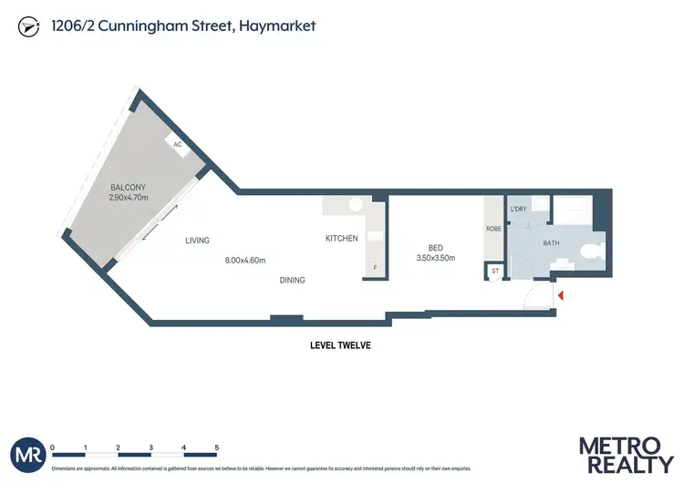 Floorplan of Homely apartment listing, 1206/2 Cunningham St, Haymarket NSW 2000