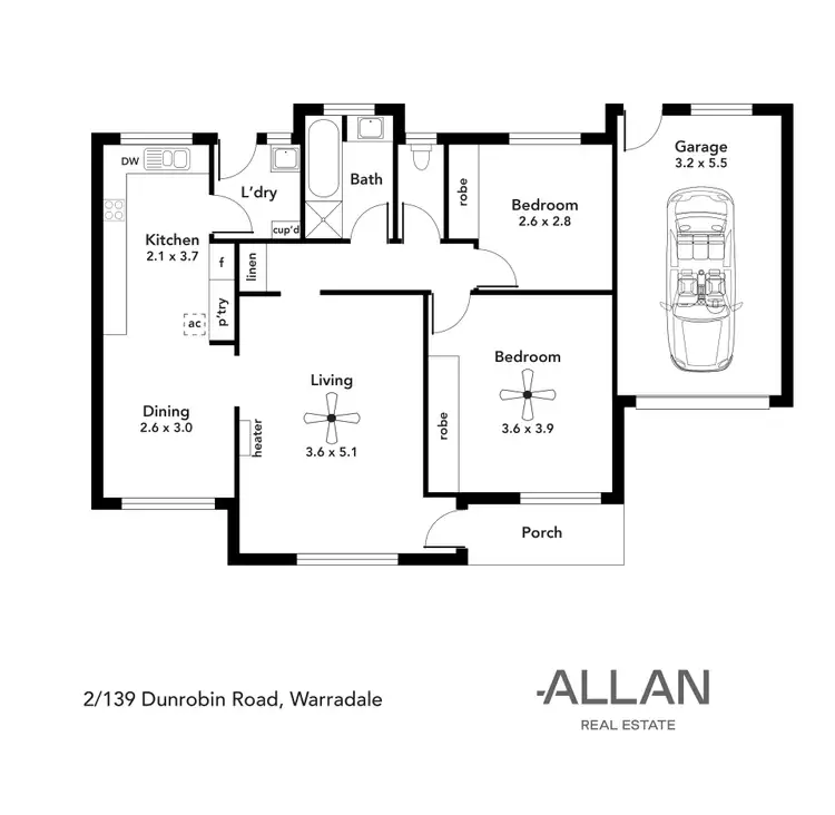 Floorplan of Homely unit listing, 2/139 Dunrobin Road, Warradale SA 5046