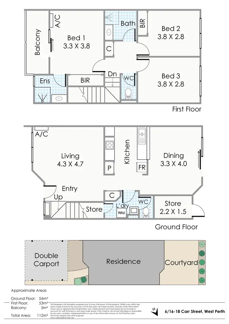 Floorplan of Homely townhouse listing, 6/16-18 Carr Street, West Perth WA 6005