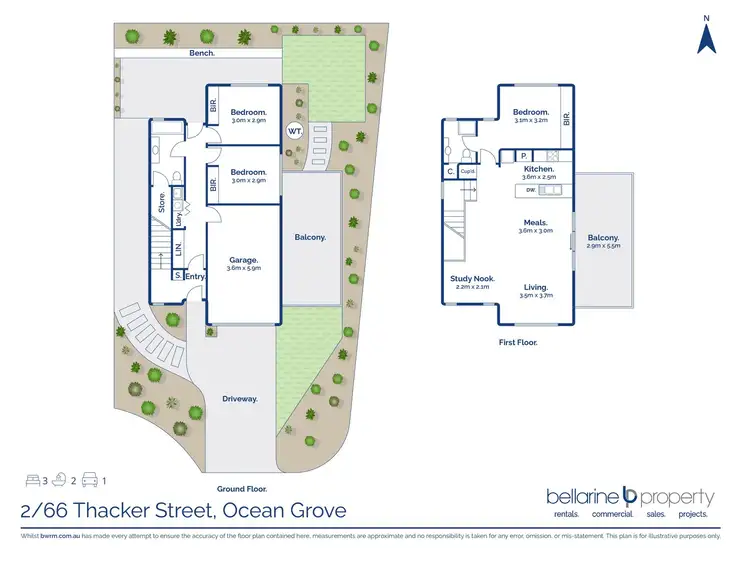 Floorplan of Homely townhouse listing, 2/66 Thacker Street, Ocean Grove VIC 3226